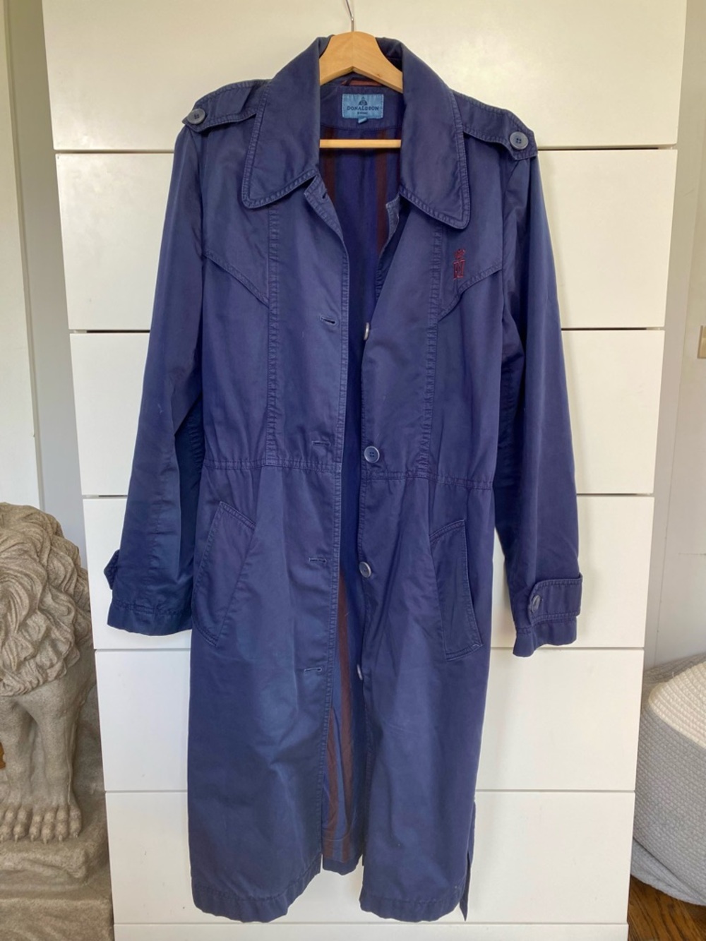 Navy Blue Long Trench Coat, Donaldson, L